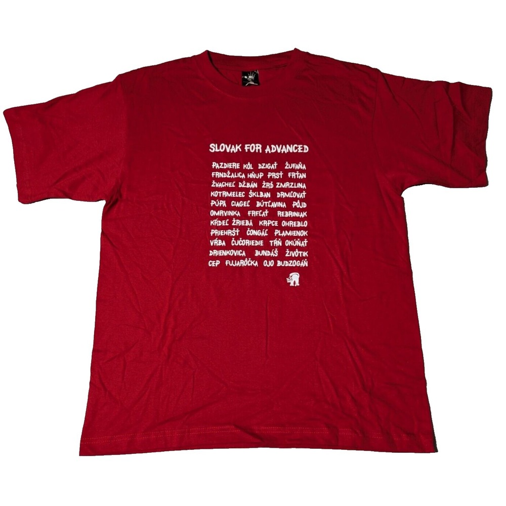 SLOVAK FOR ADVANCED Men Large Red Cotton Print Promo Textile T-Shirt‎